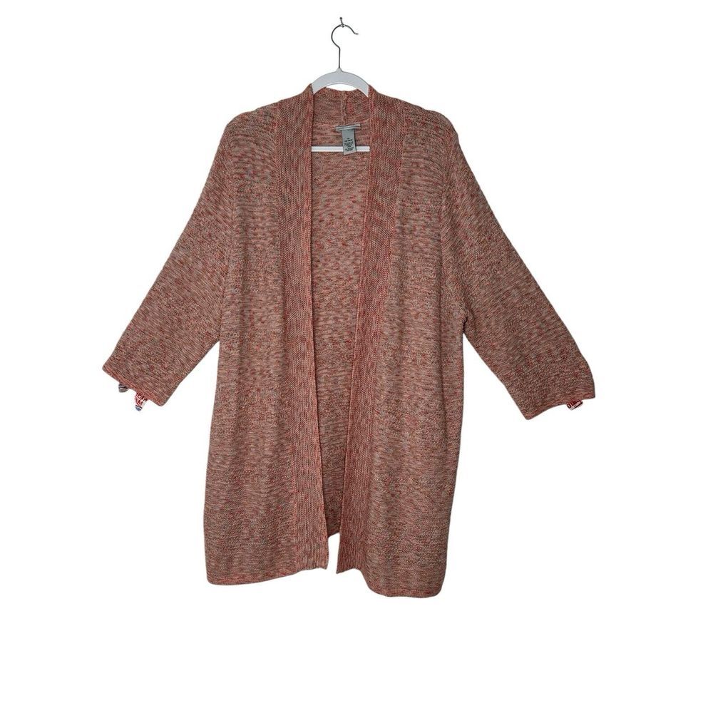 Catherines Cardigan Women 1X Plus Open Front Lightweight Cotton 3/4 Sleeve Cozy - Picture 1 of 7